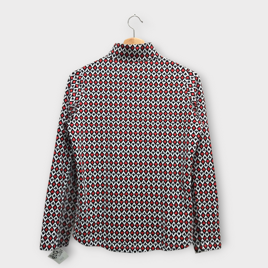 IBKUL Golf Women's Polo Shirt Playing Card Suits Print (Red/Black) - Small