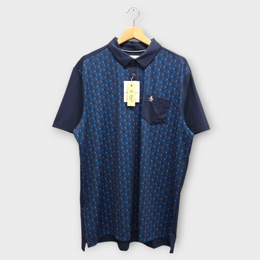 Original Penguin Golf Men's Polo Shirt 50's Novelty (Navy/Blue) - X-Large