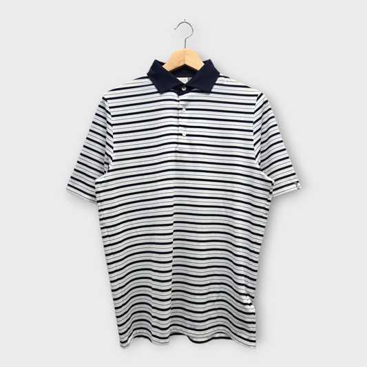 KJUS Golf Men's Polo Shirt Stripe Luis (Navy/White) - Small