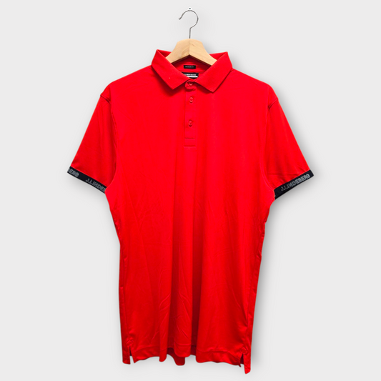 J.Lindeberg Golf Men's Polo Shirt Guy Regular Fit (Red/Black) - Large