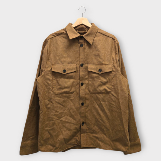 J.Lindeberg Men's Shirt Flat Wool (Brown) - Large