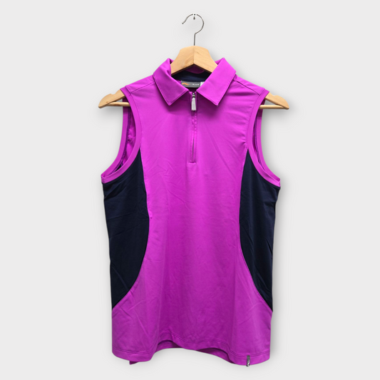 KJUS Golf Women's Polo Shirt Cool Recovery Sleeveless (Purple/Navy) - Medium