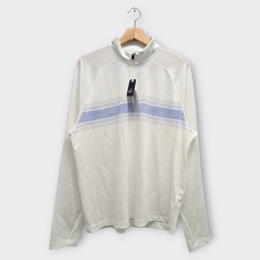 Johnnie-O Golf Men's Pullover Milburn (White/Blue) - Medium