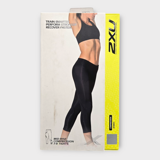 2XU Women's Tights Motion Mid-Rise Compression 7/8 (Black) - X-Large