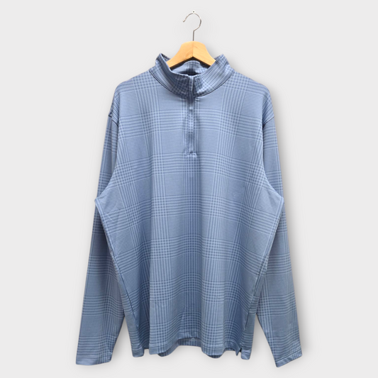 FootJoy Golf Men's Pullover Glen Plaid Printed Mid-Layer (Blue) - X-Large