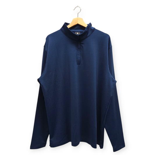 FootJoy Golf Men's Pullover Glen Plaid Printed Mid-Layer (Navy) - X-Large