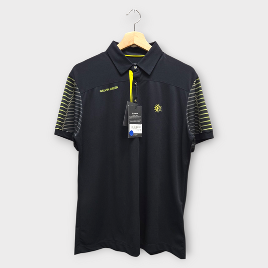 Galvin Green Golf Men's Polo Shirt Milion w/Logo (Black/Lime) - Medium