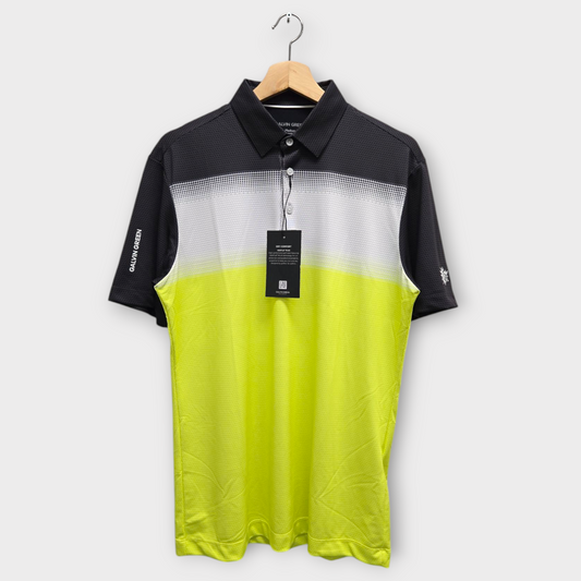 Galvin Green Golf Men's Polo Shirt Mo Pattern w/Logo (Black/Lime) - Medium